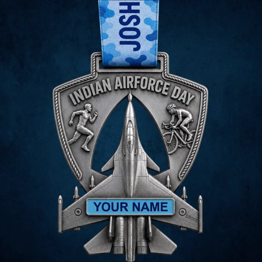 Indian Air Force Day premium tribute medal with personalised name engraving