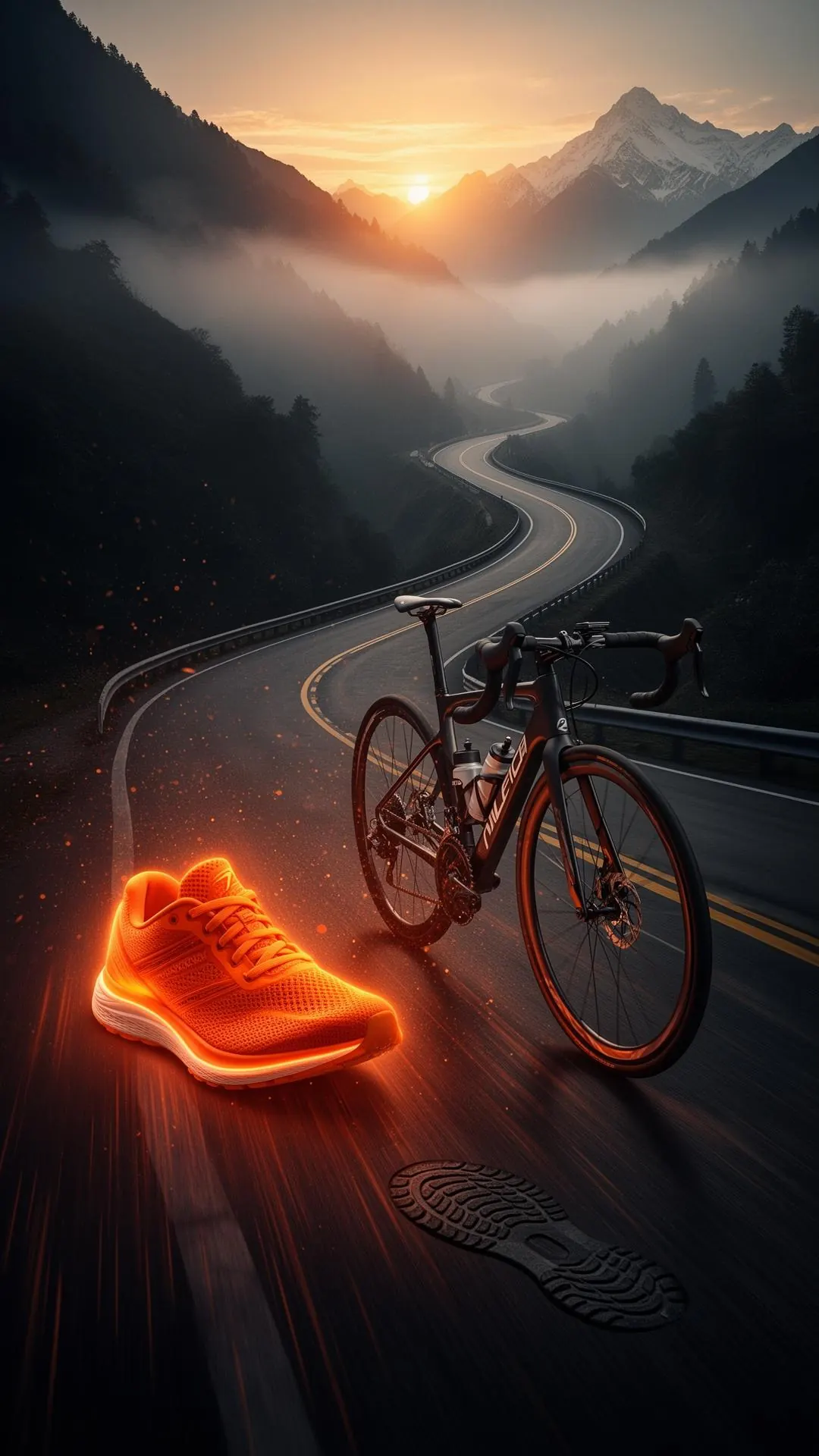 Indian runner sprinting at sunrise